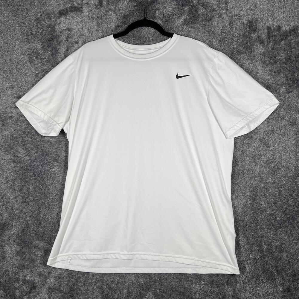 Nike Shirt Mens XL White Dri-FIT Moisture Wicking Crew Neck Polyester Logo